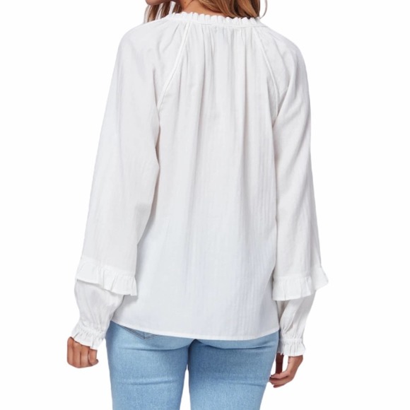 New Paige Tailynn White Long Sleeve Peasent Style Boho Blouse Size Large - Picture 3 of 16
